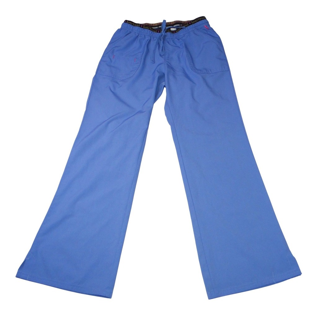 HeartSoul Petite Purple Scrub Pants Flare Leg Stretch Drawstring Waist